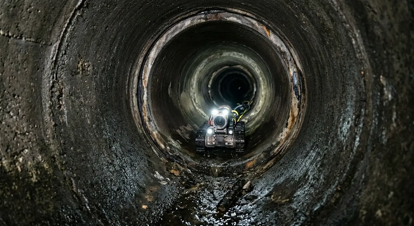 Robotic sewer camera inspecting pipe interior for Sewer Line Cleaning in Green Hill